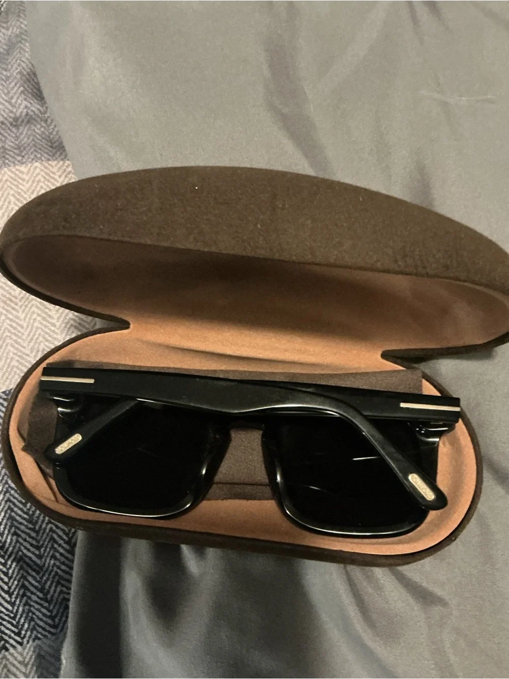 Tom Ford Black Sunglasses with Brown Case